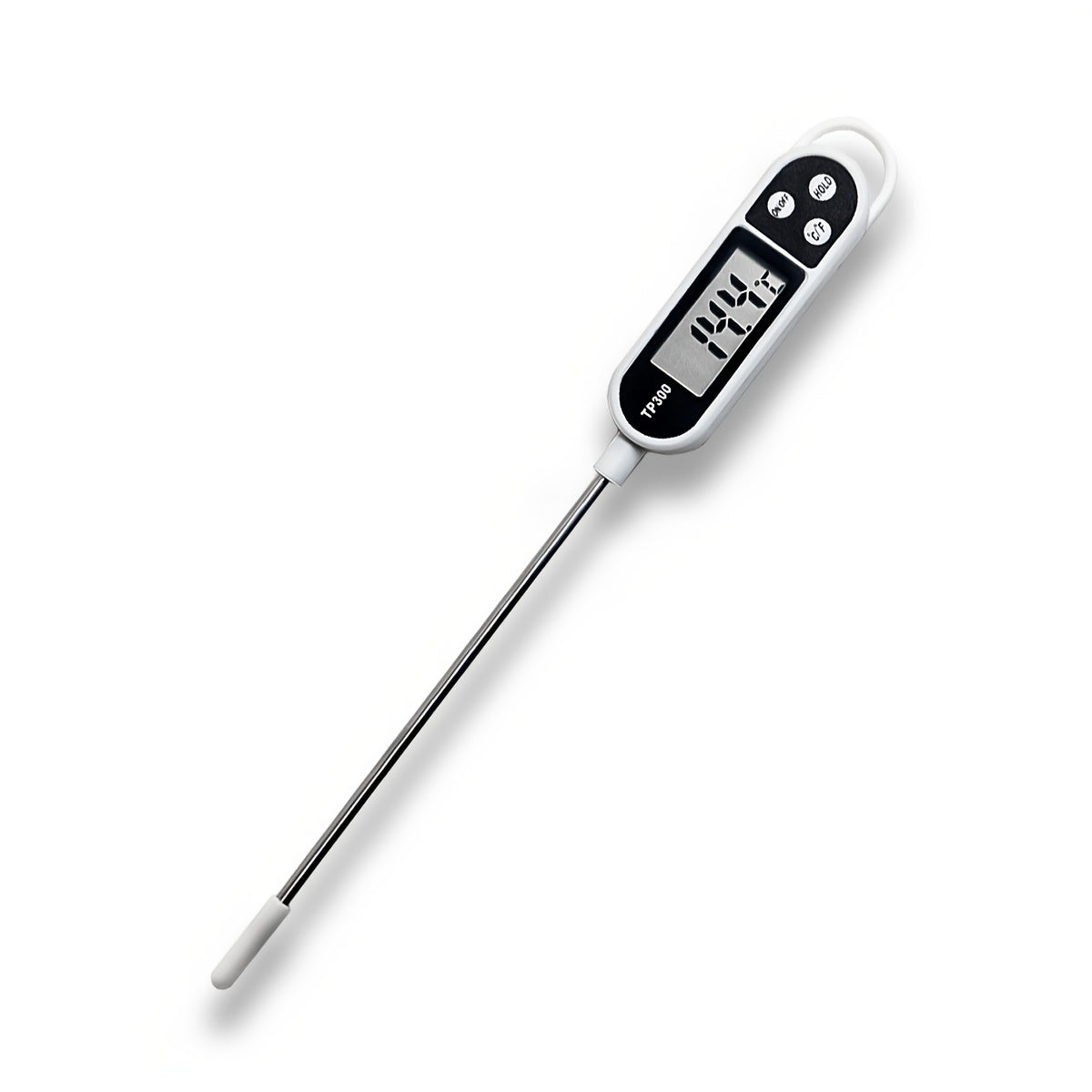 1pc Digital Food Thermometer with Stainless Steel Probe - Accurate Meat and BBQ Cooking Temperature, Instant Read for Baking and Grilling, Includes AA Battery, Kitchen Temperature Tool|Sleek Digital Thermometer|Plastic Body T