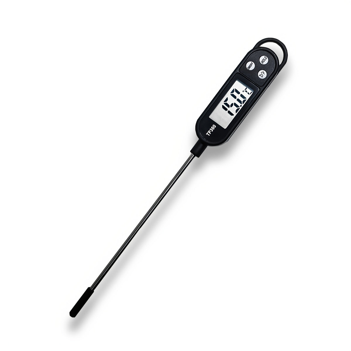 1pc Digital Food Thermometer with Stainless Steel Probe - Accurate Meat and BBQ Cooking Temperature, Instant Read for Baking and Grilling, Includes AA Battery, Kitchen Temperature Tool|Sleek Digital Thermometer|Plastic Body T