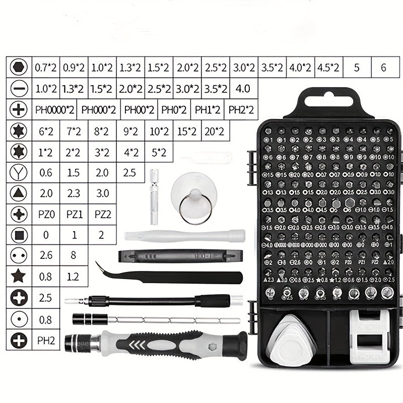 115-in-1 Screwdriver Tool Set - Gear Repair Equipment for Cellphones, Laptops, Cameras and More with Versatile Tools for Any Repair Job